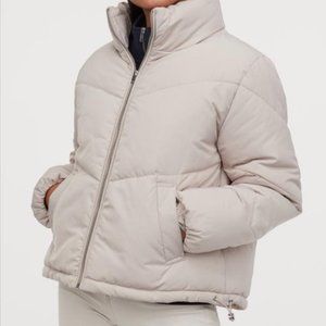 H&M Boxy Puffer Jacket in Light Gray